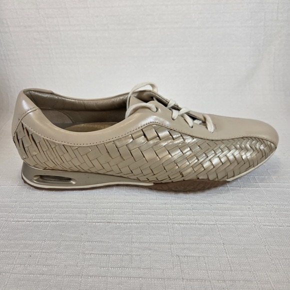 Cole Haan Oxford Sneakers Leather Woven Metallic Beige Women's 10 AA - Picture 7 of 13